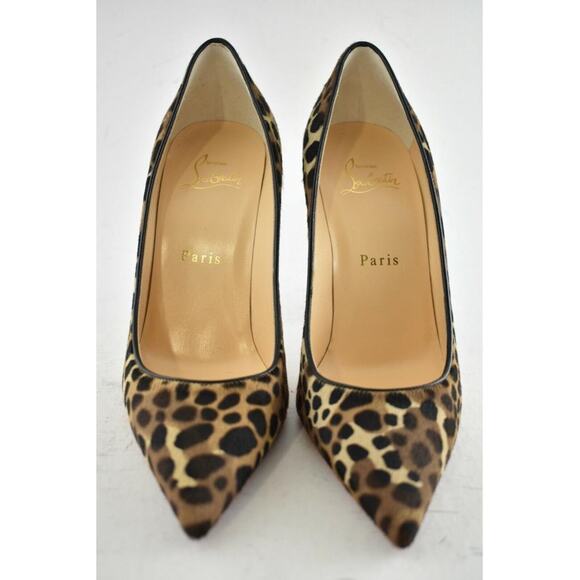 Christian Louboutin Kate 100 Pony Madagascar Leopard Black Brown Heel Pump 40.5 - Picture 6 of 12